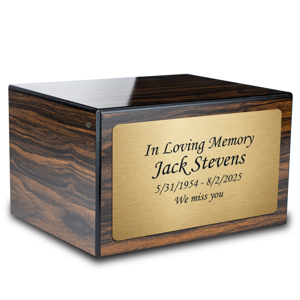 Custom Engraved Heritage Espresso Adult Cremation Urn Memorial Box for Ashes