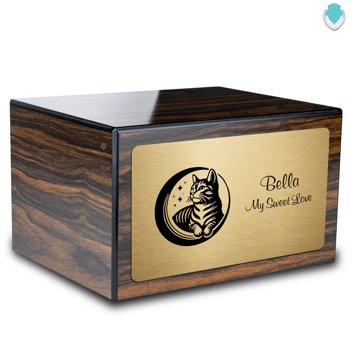Heritage Espresso Cute Cat Large Pet Cremation Box Urn