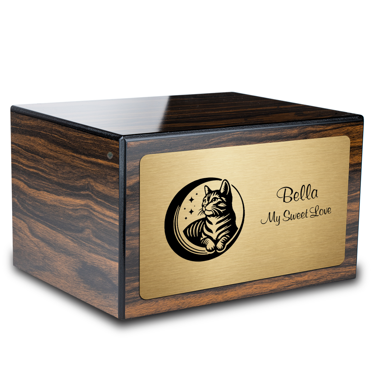 Heritage Espresso Cute Cat Large Pet Cremation Box Urn