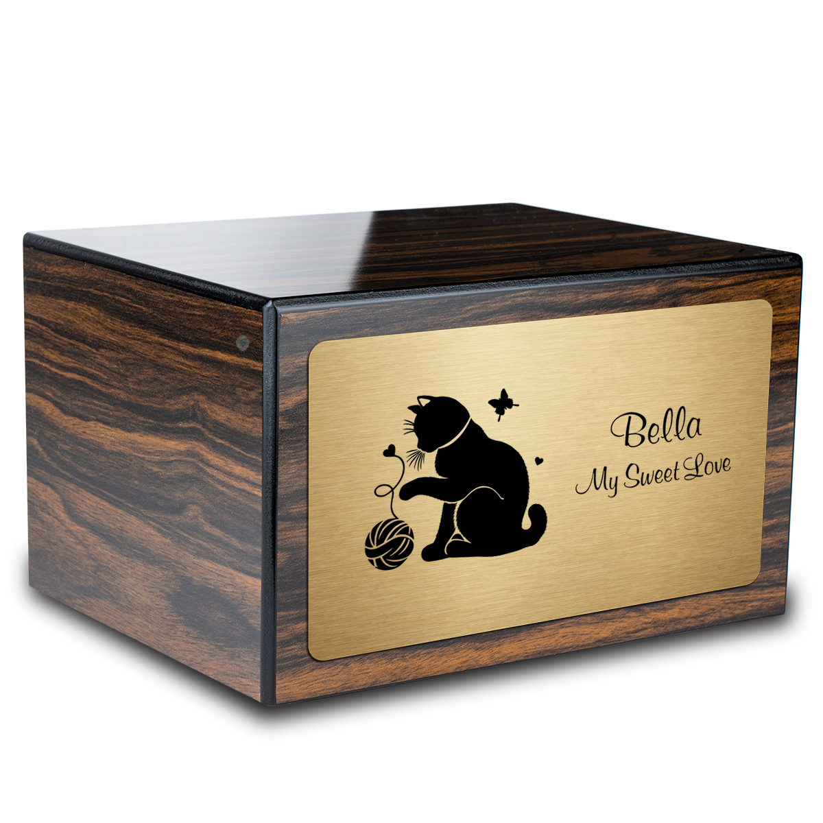 Heritage Espresso Fun Cat Large Pet Cremation Box Urn