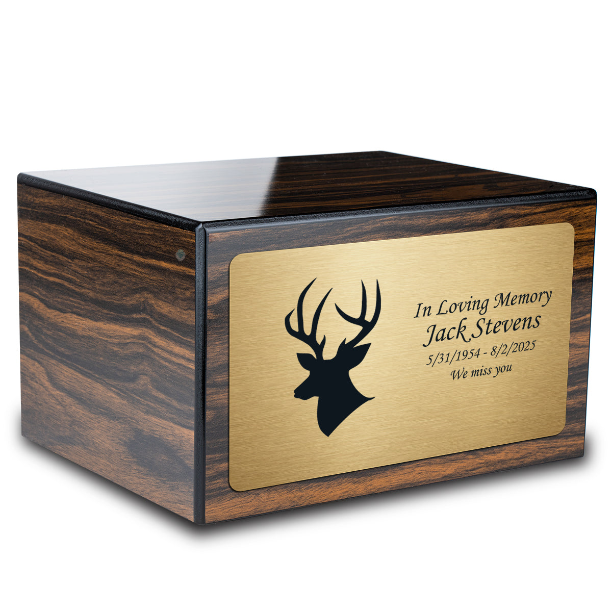 Custom Engraved Heritage Espresso Adult Cremation Urn Memorial Box for Ashes
