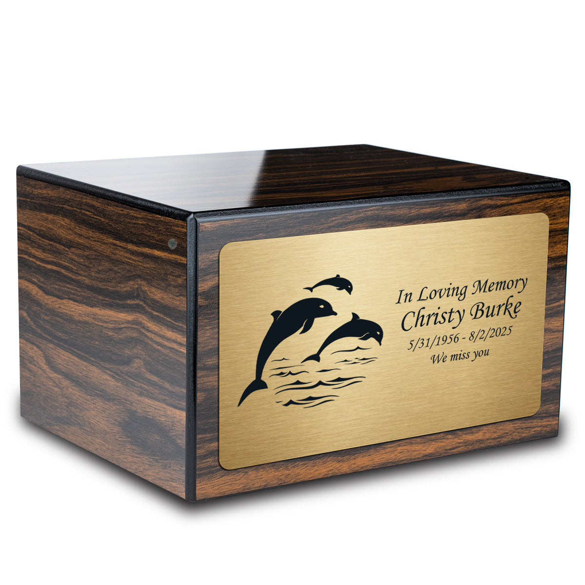 Custom Engraved Heritage Espresso Adult Cremation Urn Memorial Box for Ashes