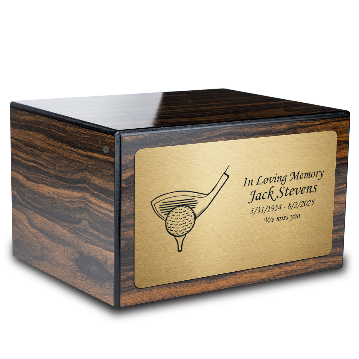 Custom Engraved Heritage Espresso Adult Cremation Urn Memorial Box for Ashes