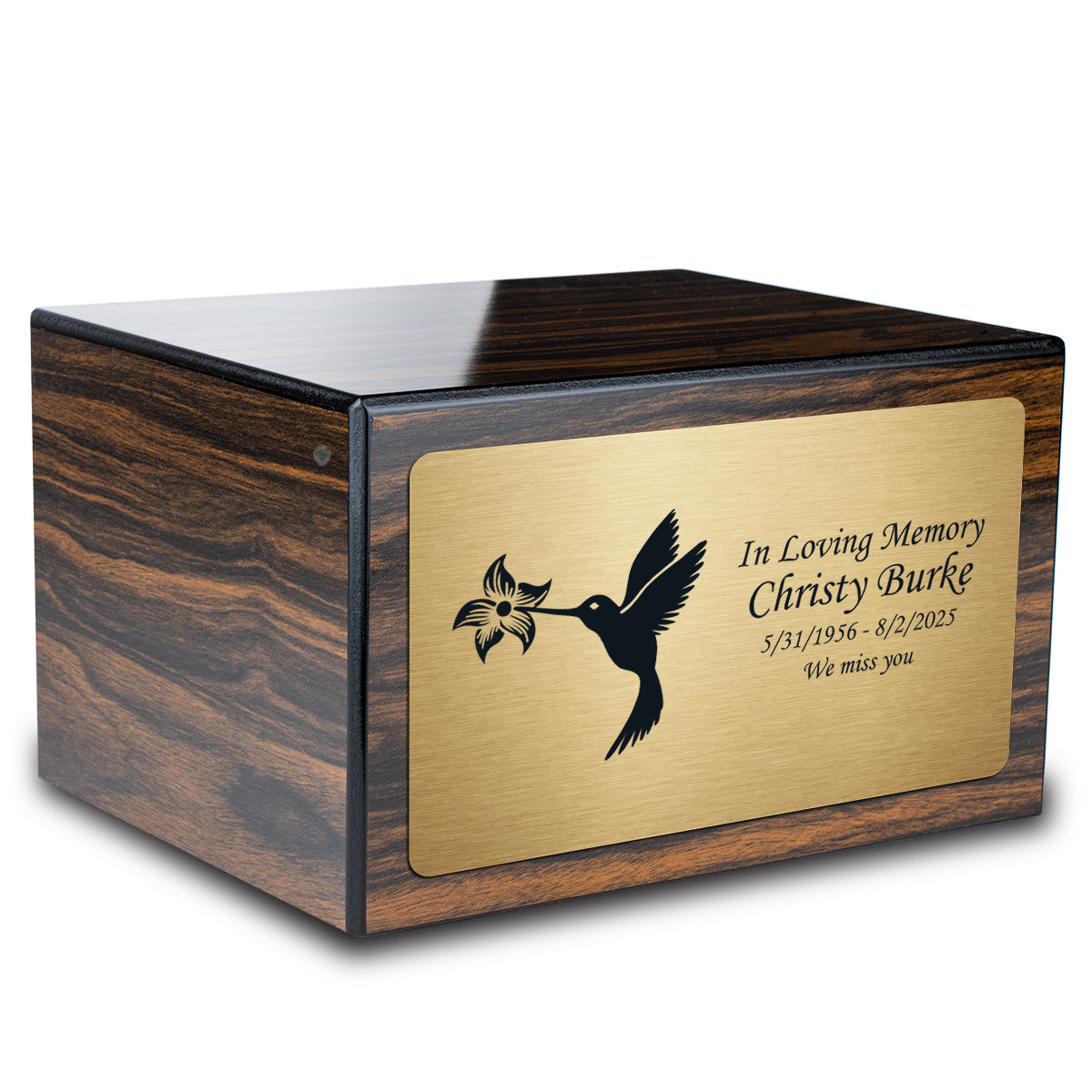 Custom Engraved Heritage Espresso Adult Cremation Urn Memorial Box for Ashes