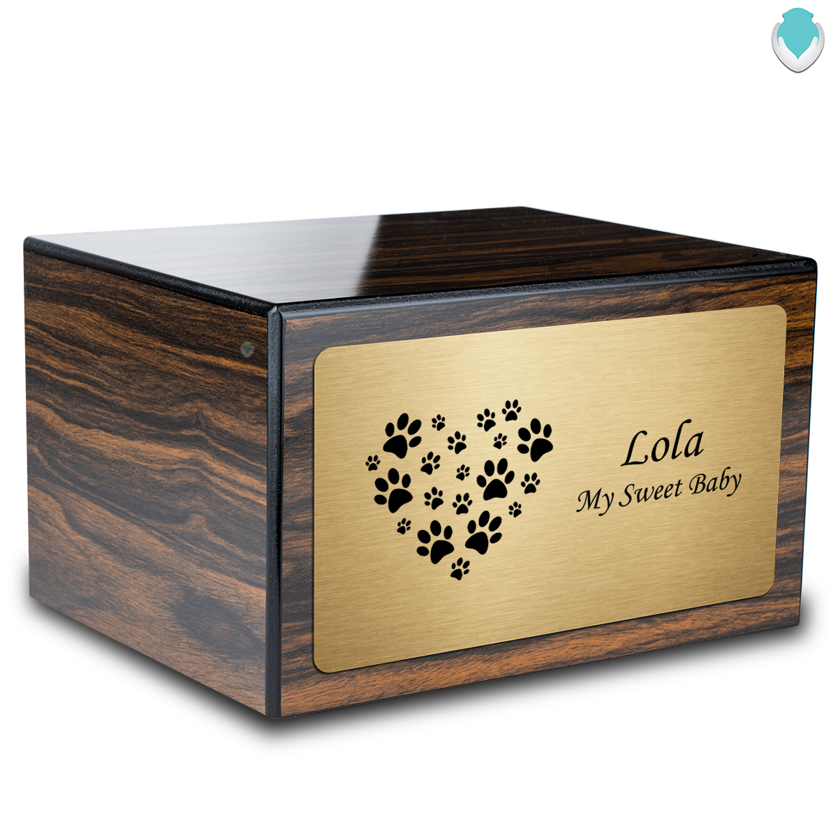 Heritage Espresso Heart Paws Large Pet Cremation Box Urn