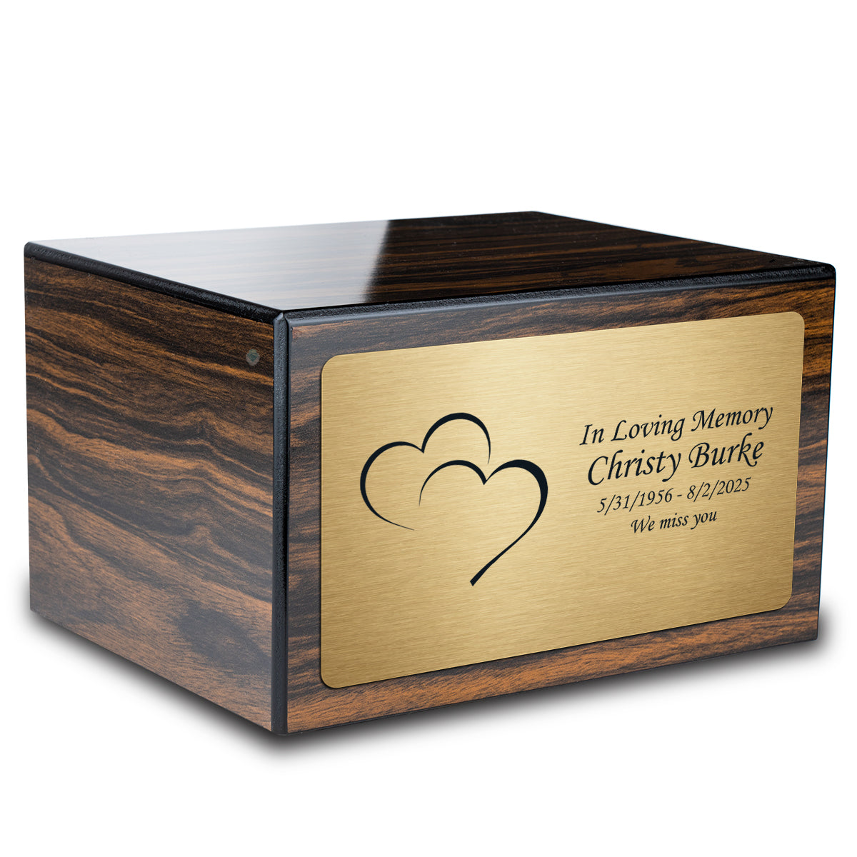 Custom Engraved Heritage Espresso Adult Cremation Urn Memorial Box for Ashes