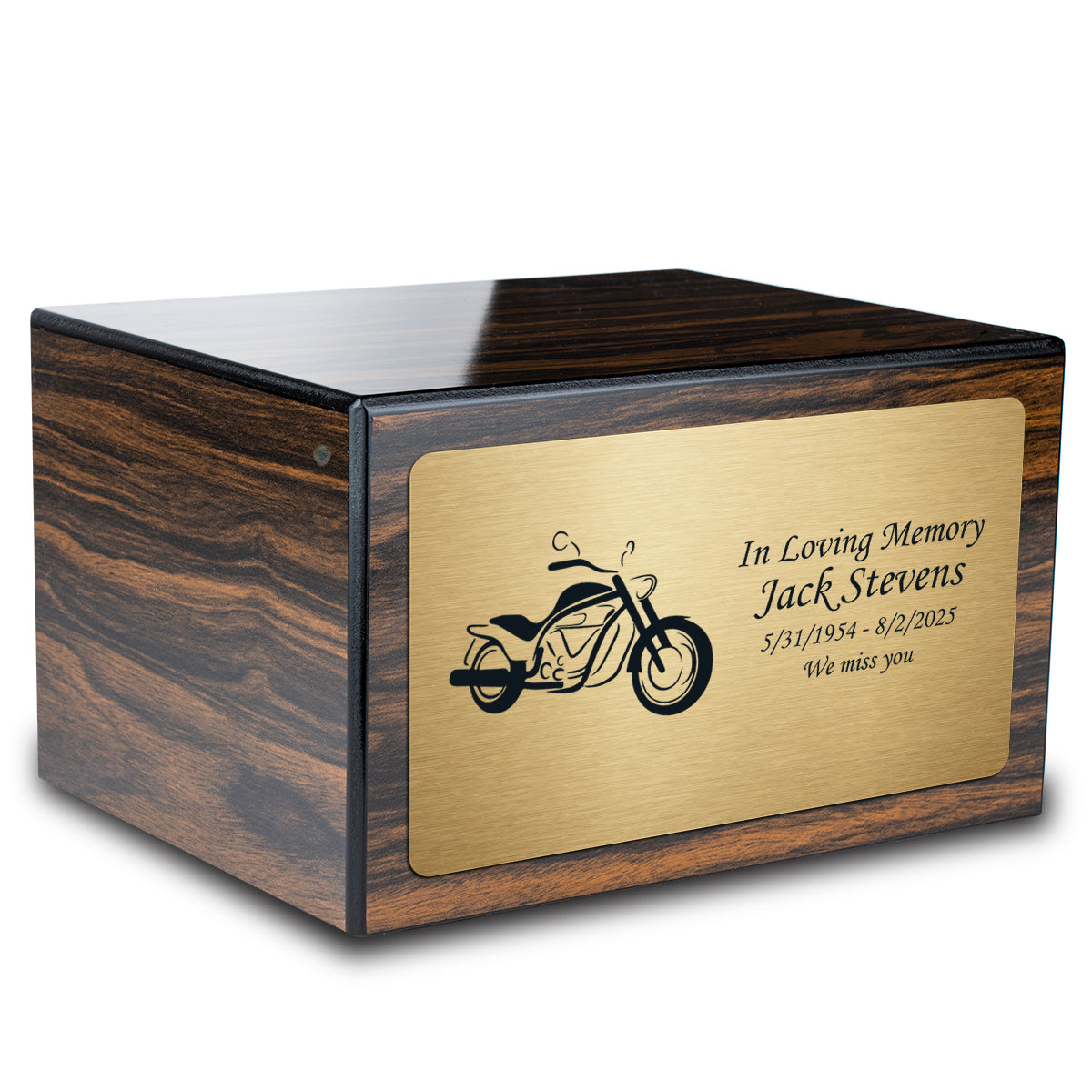 Custom Engraved Heritage Espresso Adult Cremation Urn Memorial Box for Ashes