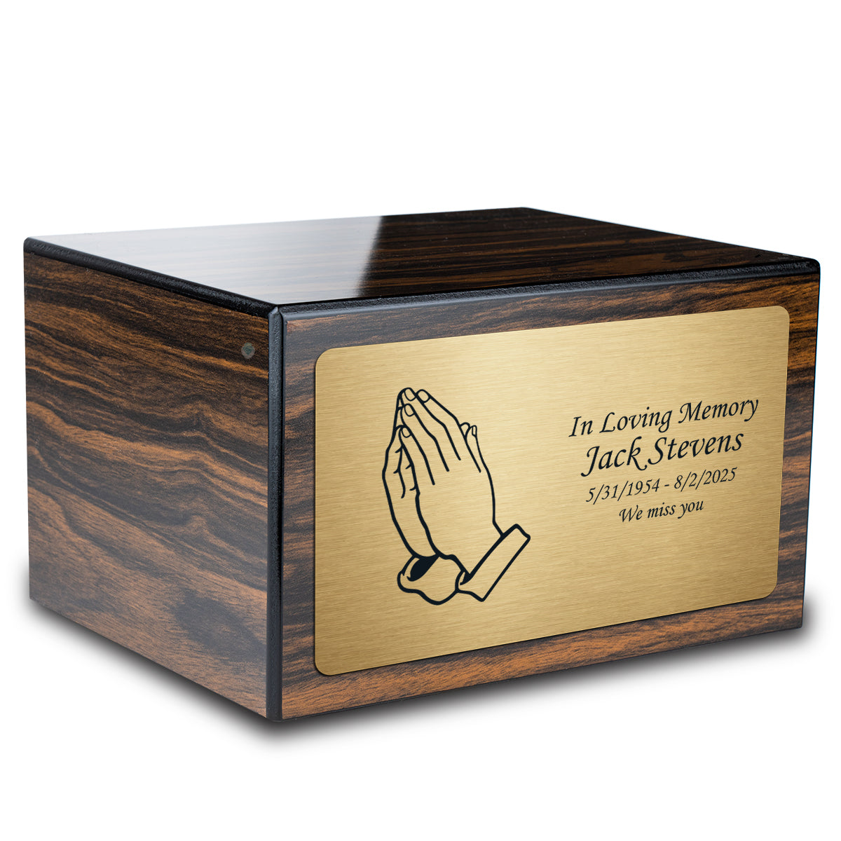Custom Engraved Heritage Espresso Adult Cremation Urn Memorial Box for Ashes