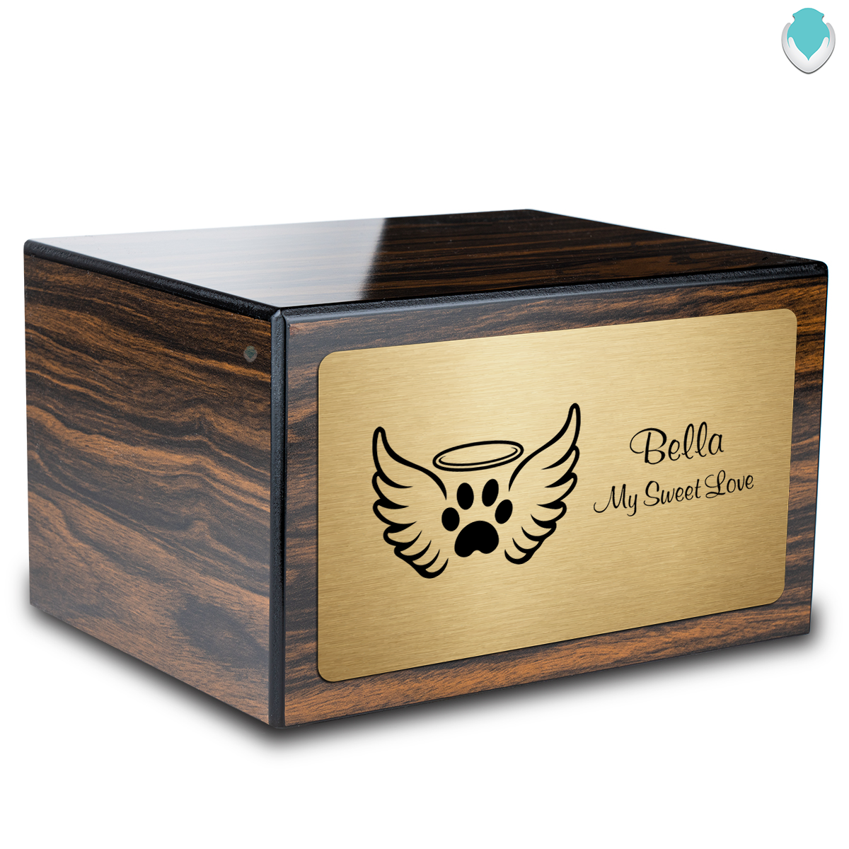 Heritage Espresso Angel Wings Large Pet Cremation Box Urn