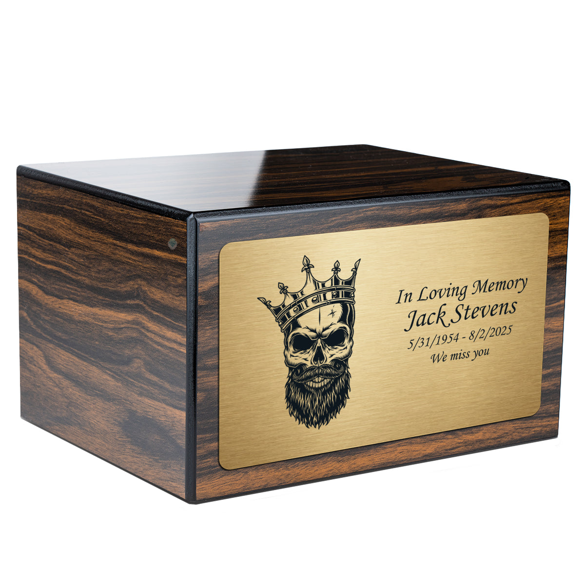 Custom Engraved Heritage Espresso Adult Cremation Urn Memorial Box for Ashes