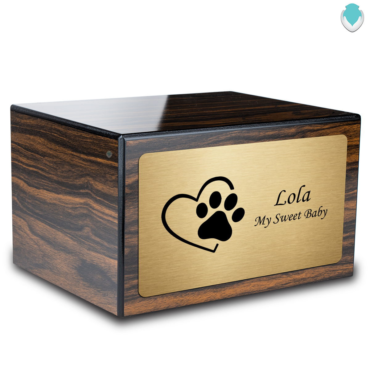 Heritage Espresso Single Paw Heart Large Pet Cremation Box Urn