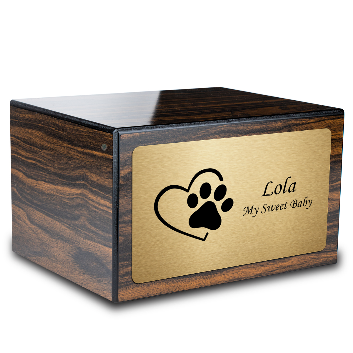 Heritage Espresso Single Paw Heart Large Pet Cremation Box Urn