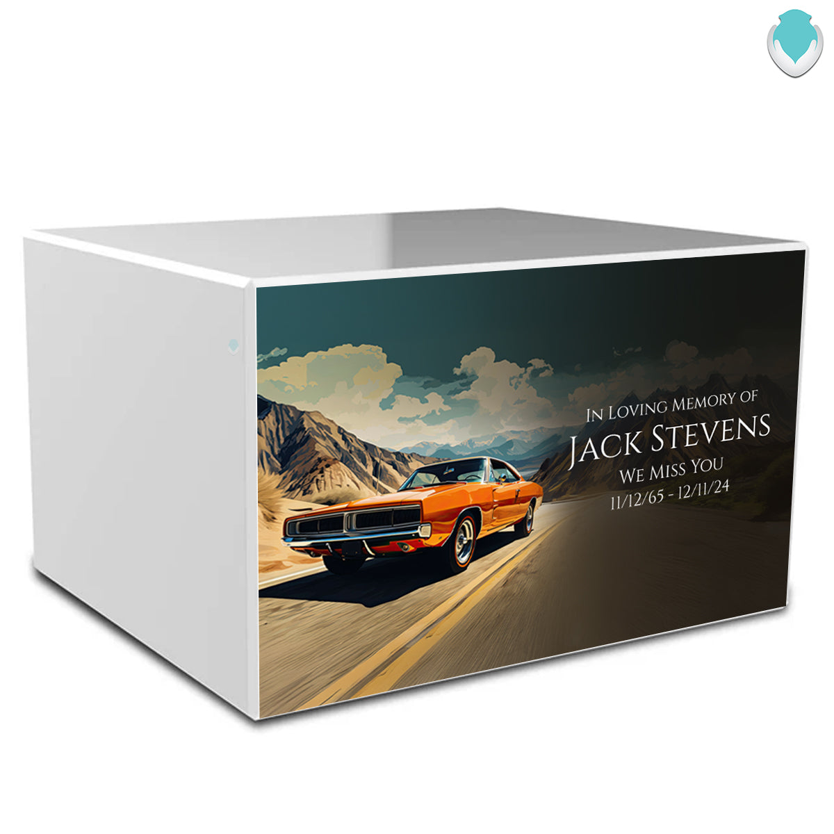 Custom Printed Heritage Car Classic Wood Box Cremation Urn