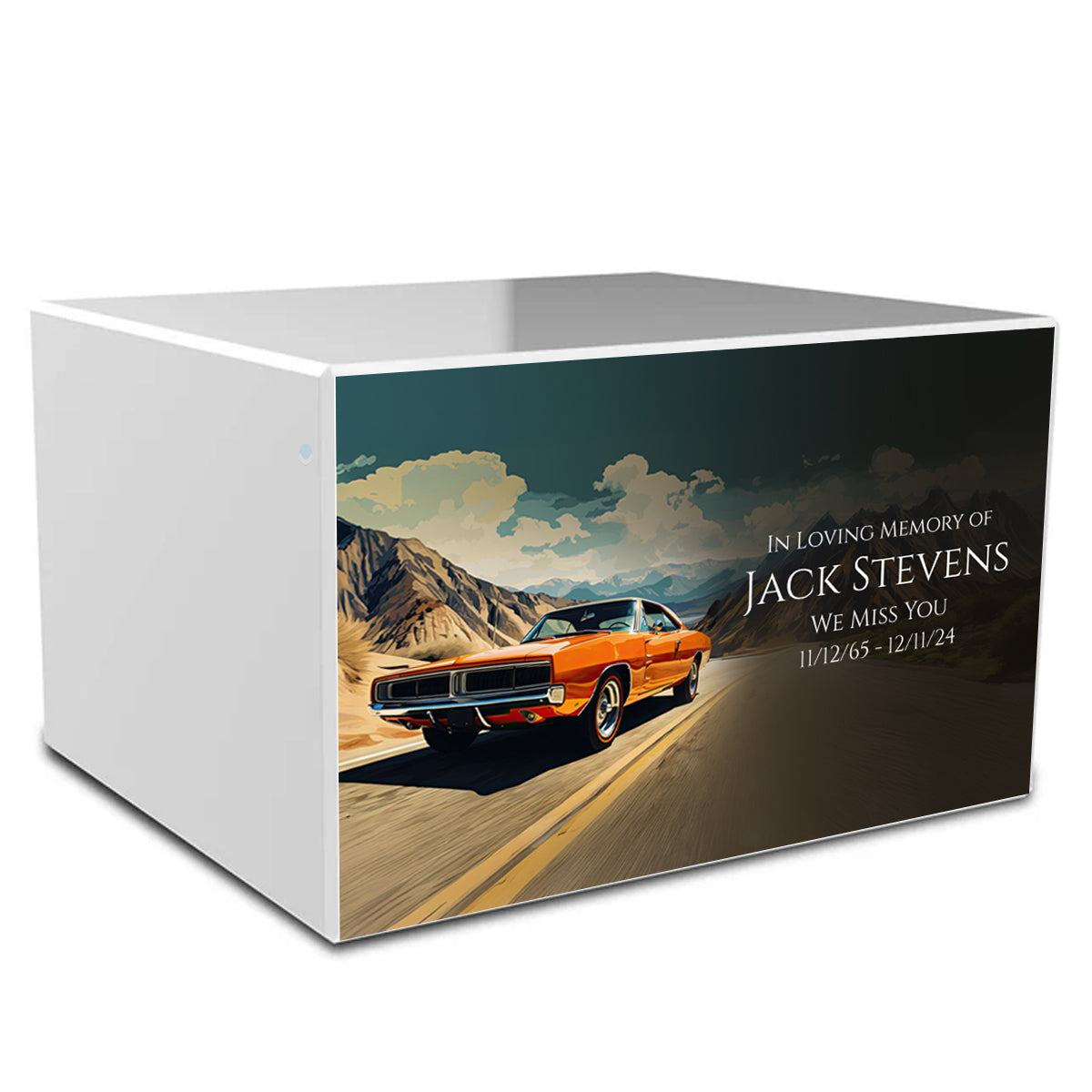 Custom Printed Heritage Car Classic Wood Box Cremation Urn
