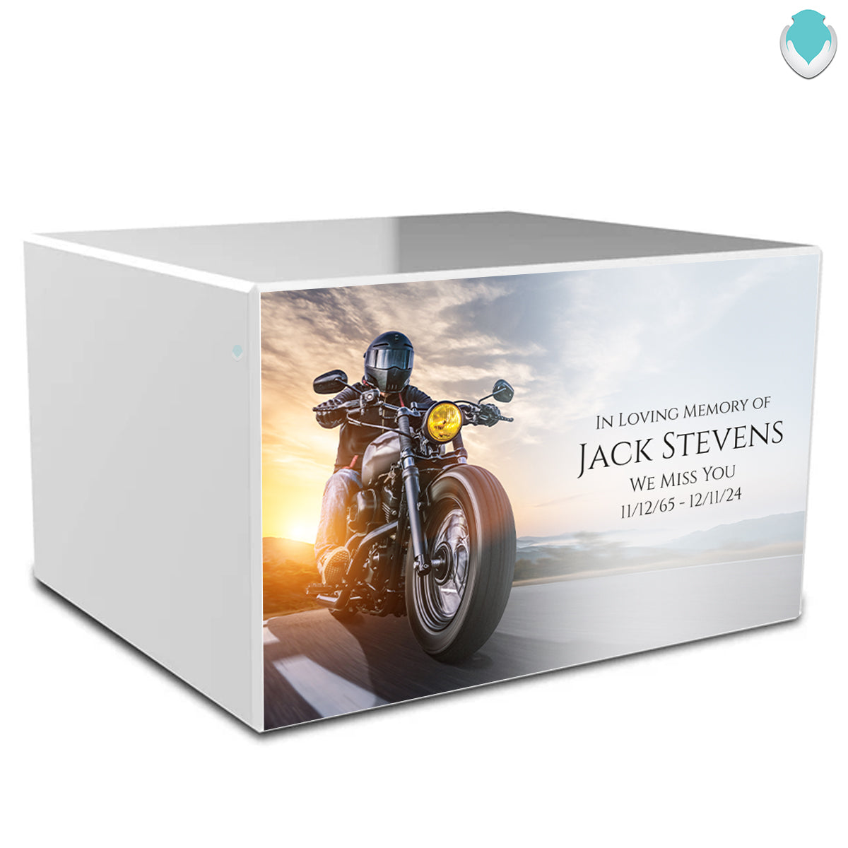 Custom Printed Heritage Motorcycle Wood Box Cremation Urn