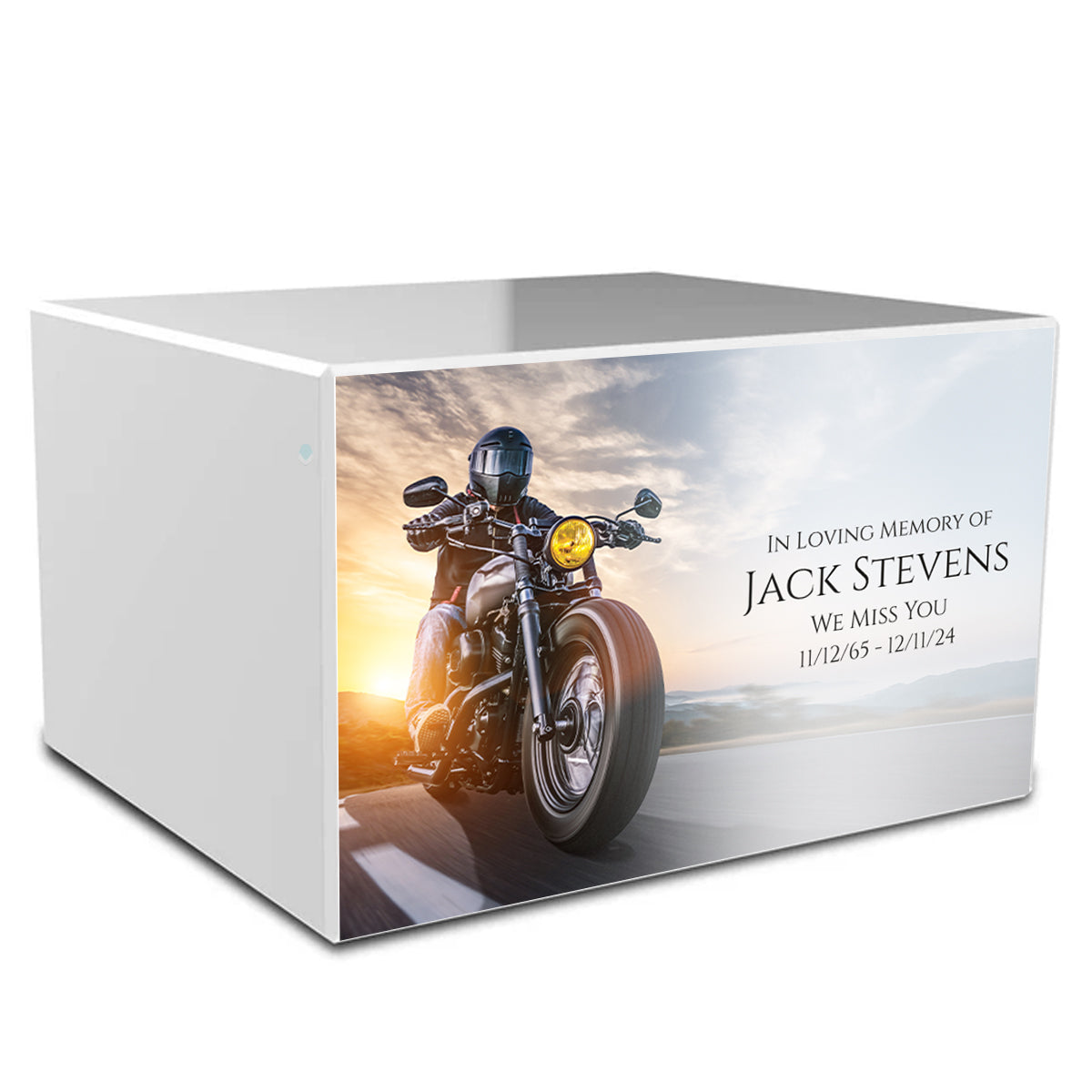 Custom Printed Heritage Motorcycle Wood Box Cremation Urn