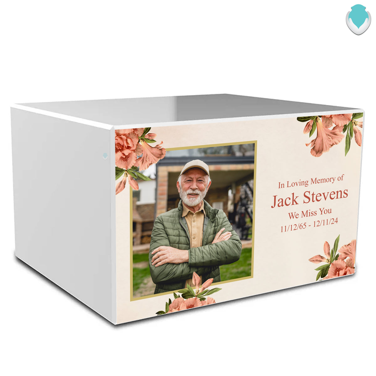 Custom Printed Heritage Azalea Flower Wood Box Cremation Urn