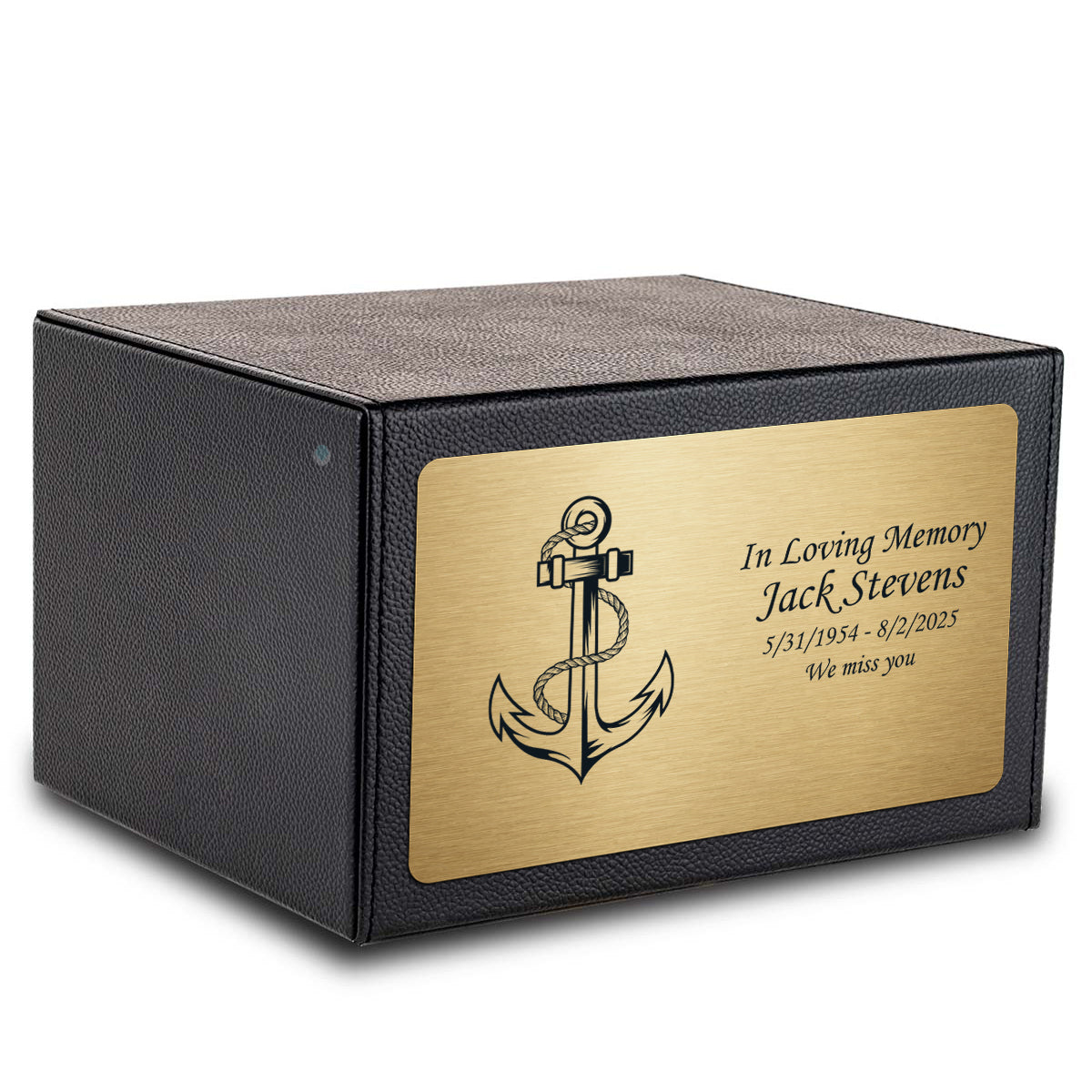 Custom Engraved Heritage Leather Adult Cremation Urn Memorial Box for Ashes