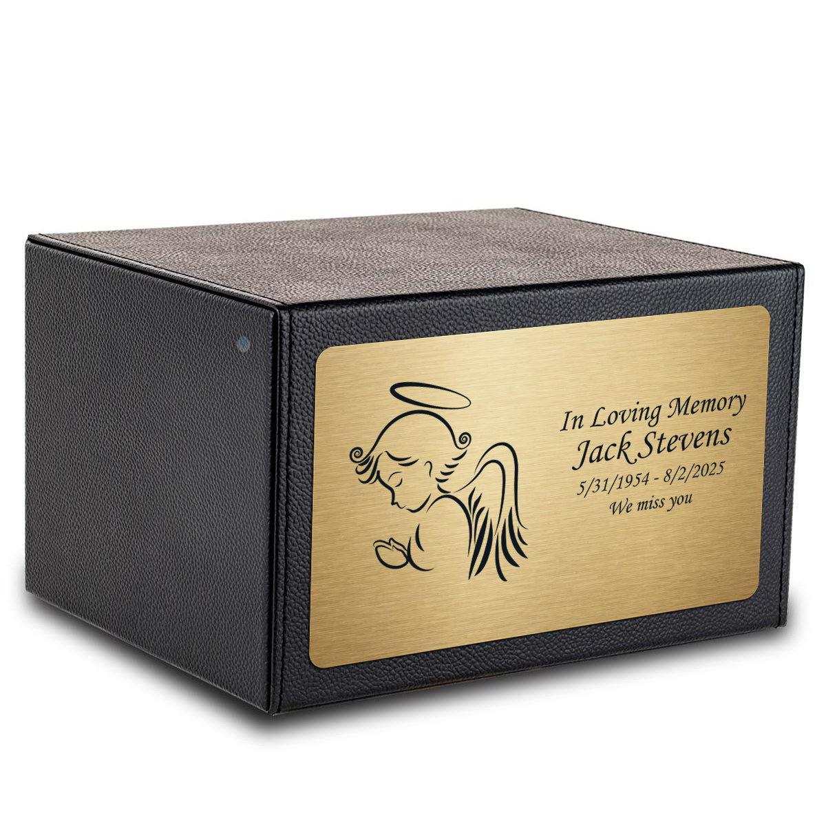 Custom Engraved Heritage Leather Adult Cremation Urn Memorial Box for Ashes
