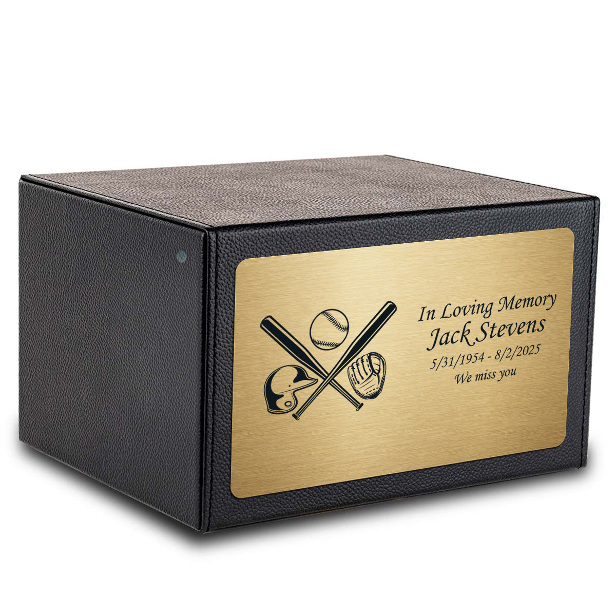 Custom Engraved Heritage Leather Adult Cremation Urn Memorial Box for Ashes
