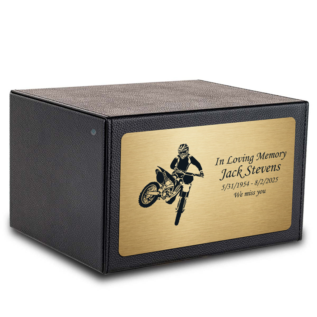 Custom Engraved Heritage Leather Adult Cremation Urn Memorial Box for Ashes