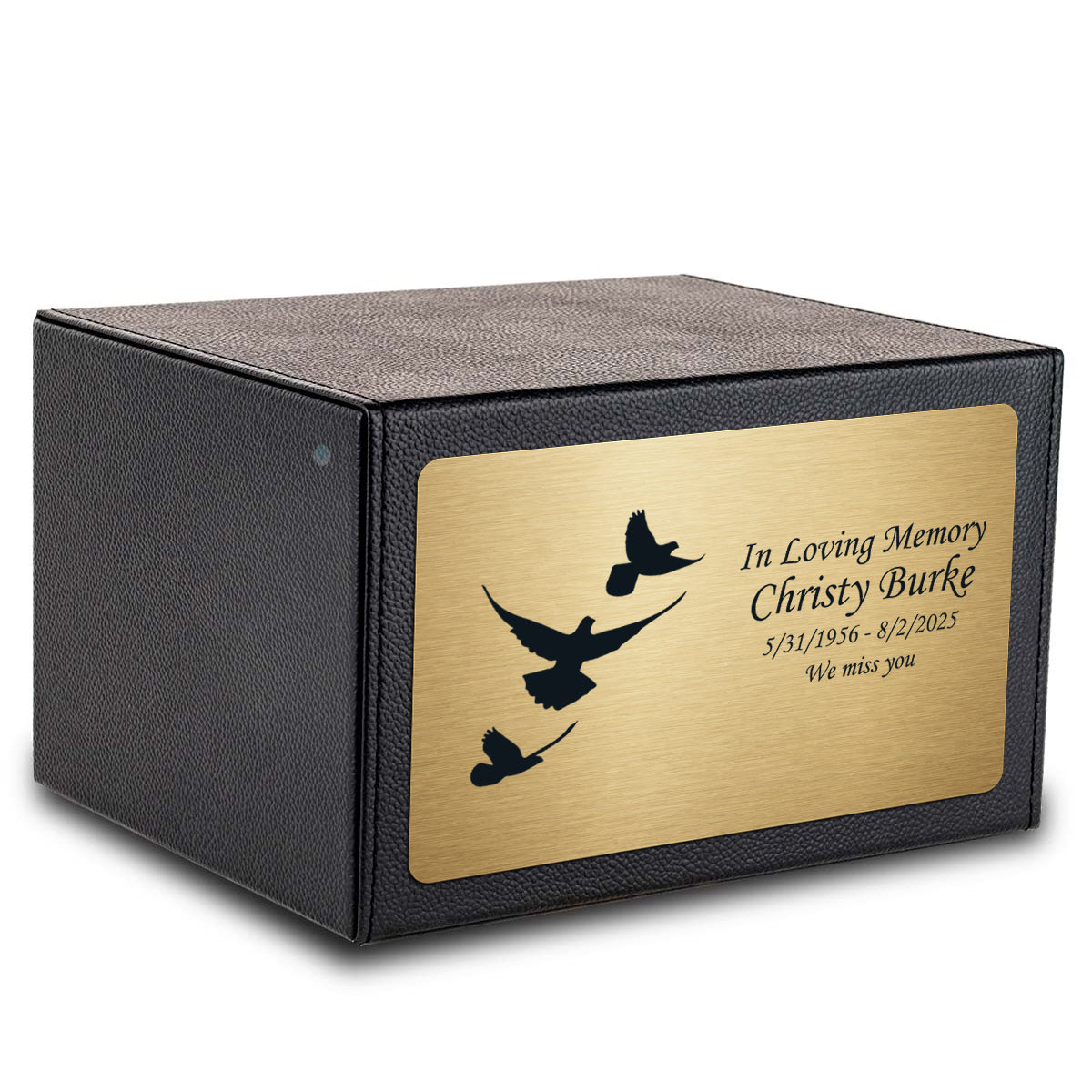 Custom Engraved Heritage Leather Adult Cremation Urn Memorial Box for Ashes