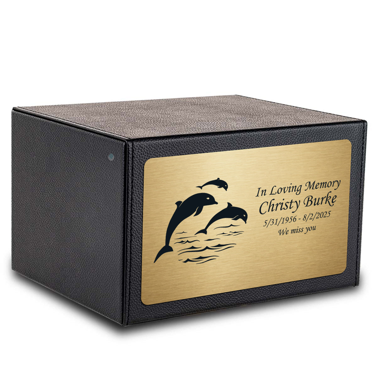 Custom Engraved Heritage Leather Adult Cremation Urn Memorial Box for Ashes