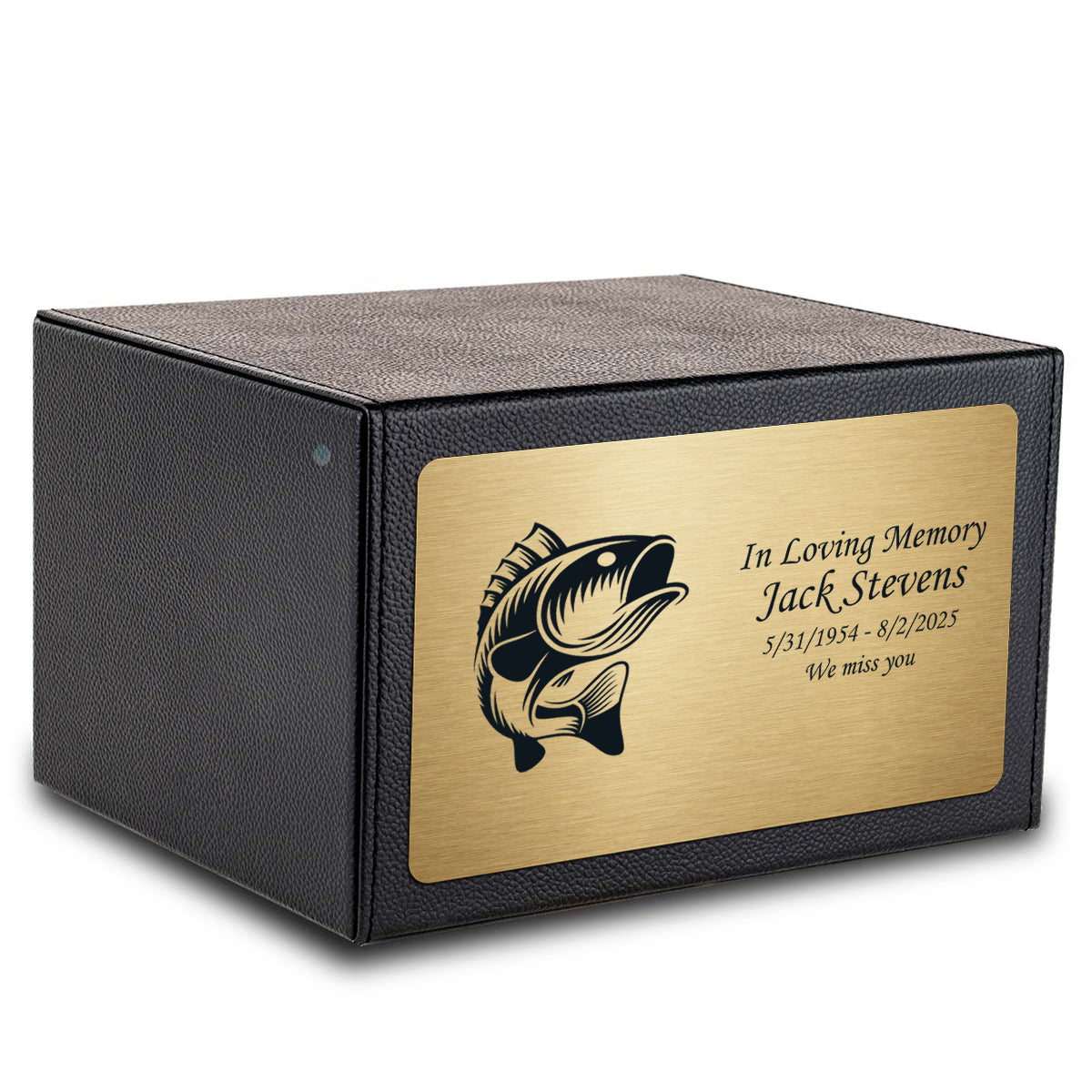 Custom Engraved Heritage Leather Adult Cremation Urn Memorial Box for Ashes