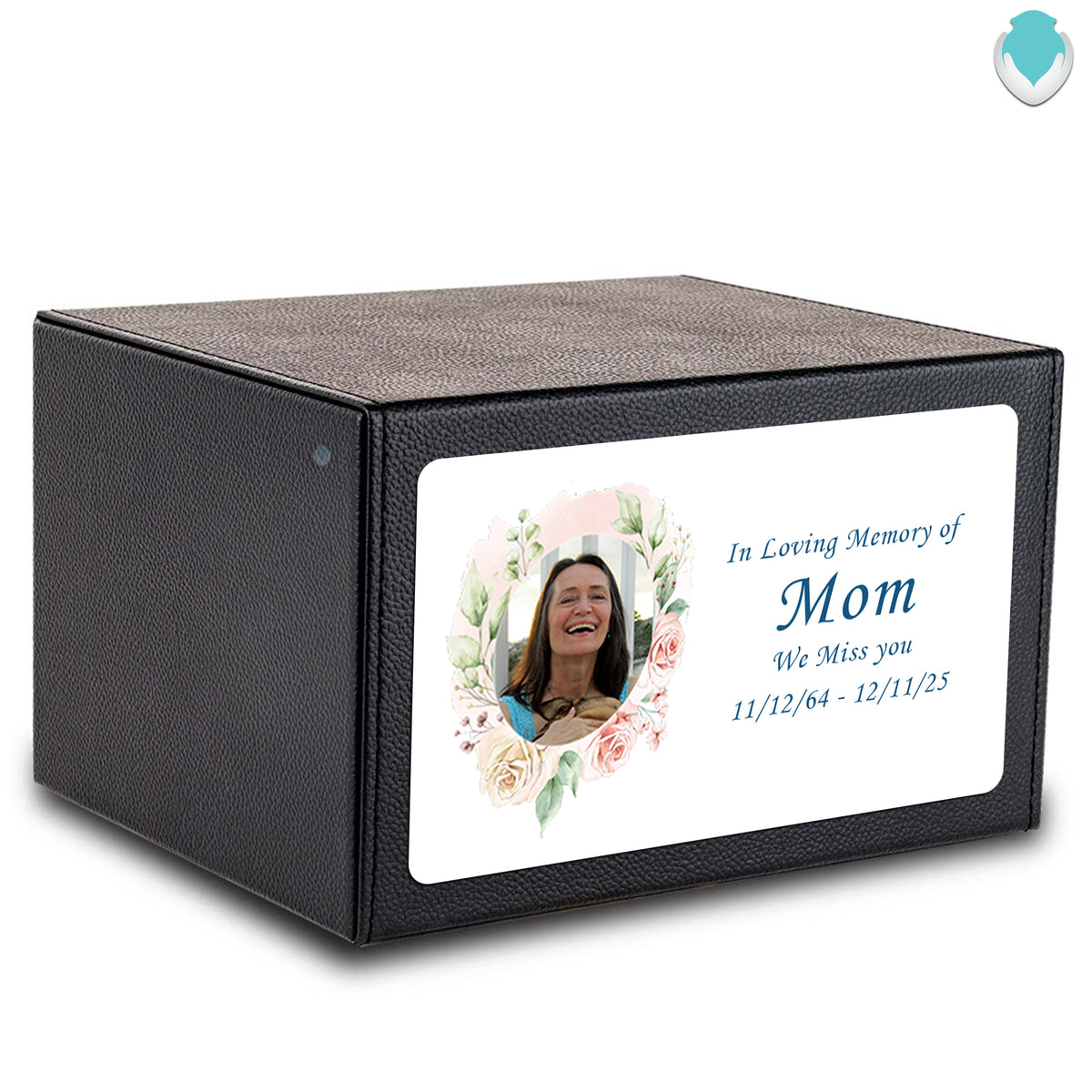 Custom Printed Heritage Leather Photo Frame Wood Box Cremation Urn