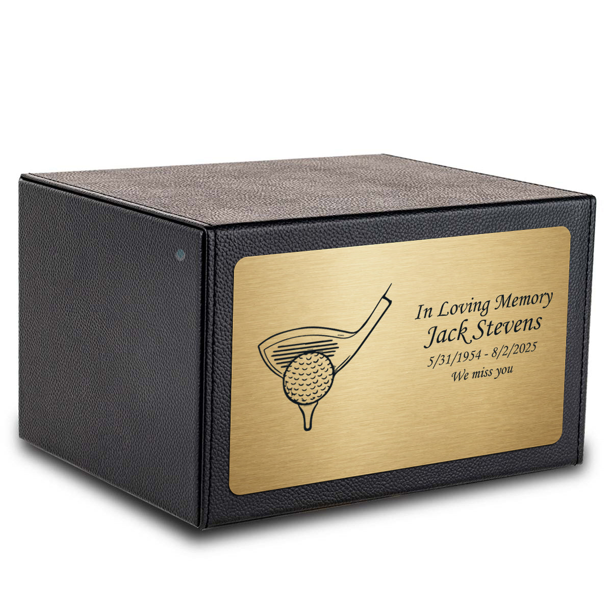 Custom Engraved Heritage Leather Adult Cremation Urn Memorial Box for Ashes