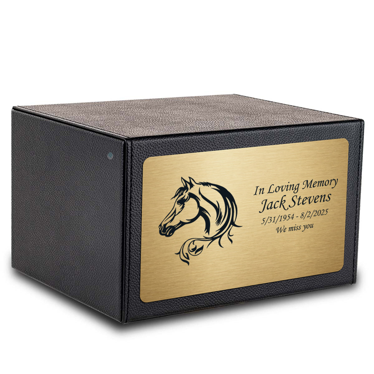Custom Engraved Heritage Leather Adult Cremation Urn Memorial Box for Ashes