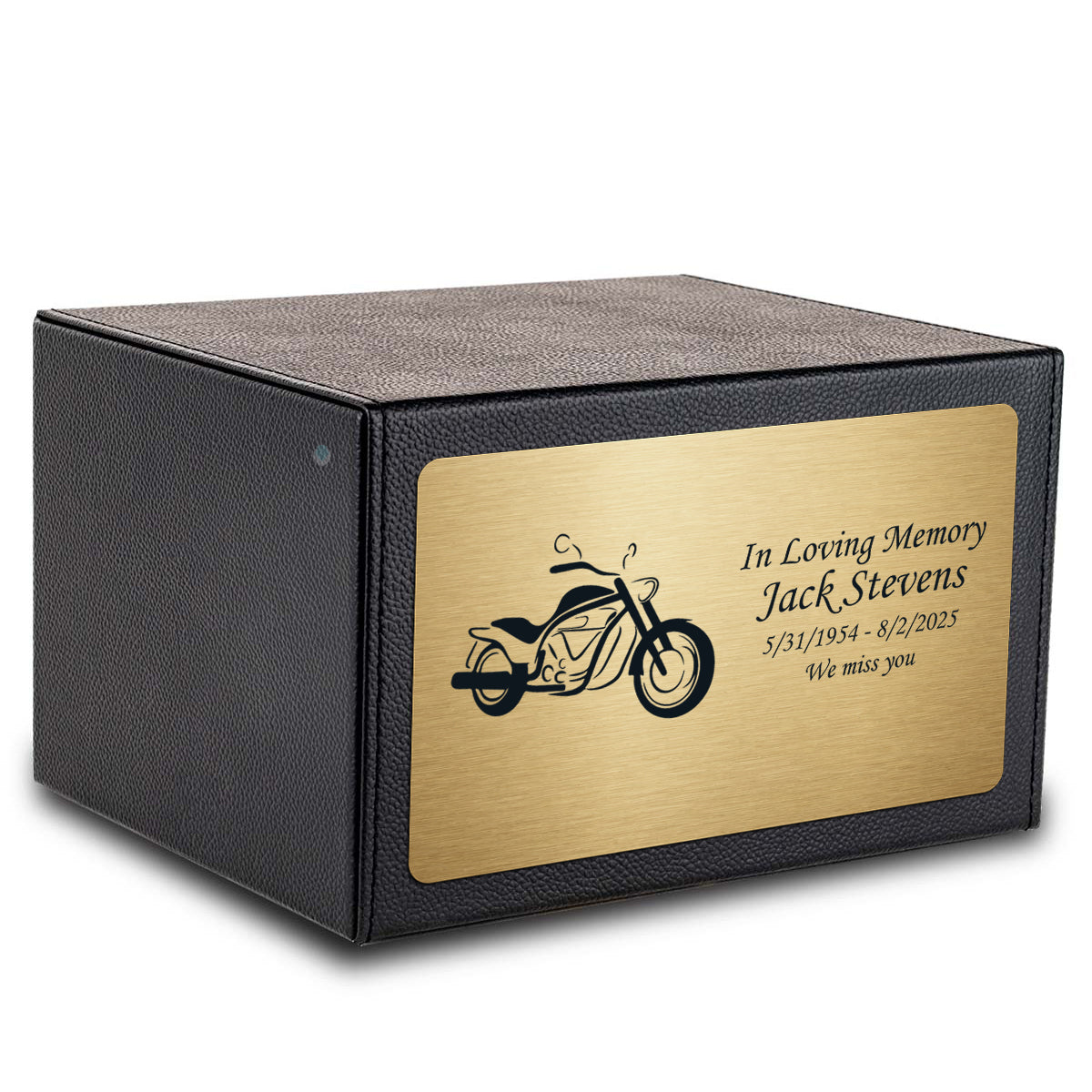 Custom Engraved Heritage Leather Adult Cremation Urn Memorial Box for Ashes