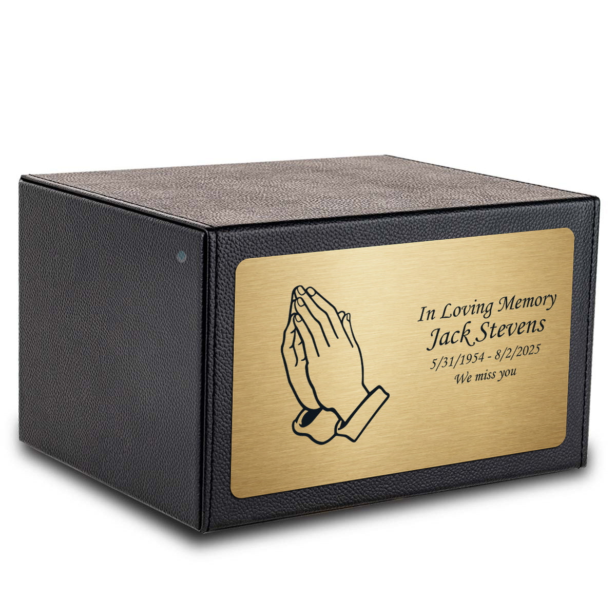 Custom Engraved Heritage Leather Adult Cremation Urn Memorial Box for Ashes
