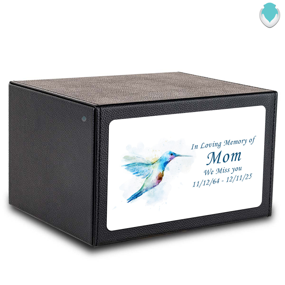 Custom Printed Heritage Leather Hummingbird Wood Box Cremation Urn