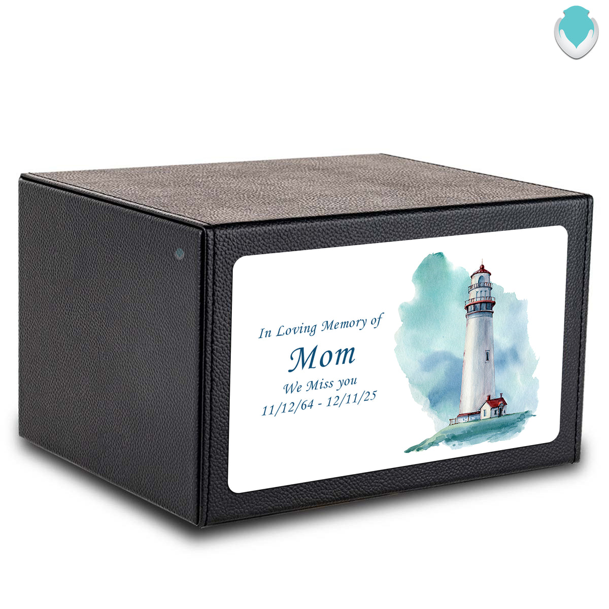 Custom Printed Heritage Leather Lighthouse Wood Box Cremation Urn