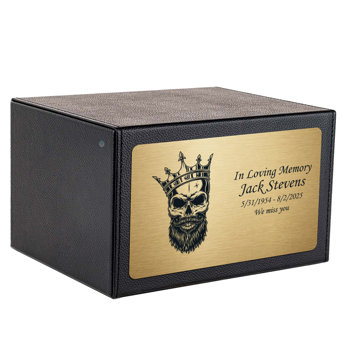 Custom Engraved Heritage Leather Adult Cremation Urn Memorial Box for Ashes