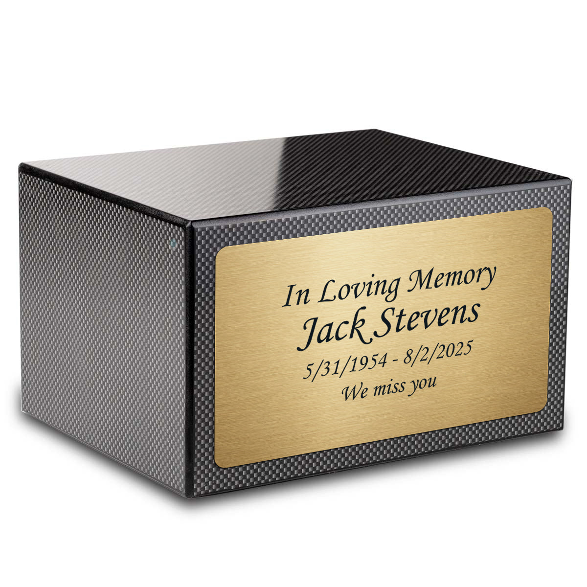 Custom Engraved Heritage Carbon Fiber Adult Cremation Urn Memorial Box for Ashes