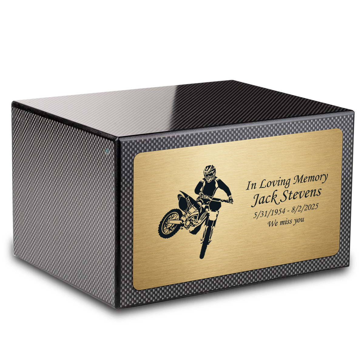 Custom Engraved Heritage Carbon Fiber Adult Cremation Urn Memorial Box for Ashes