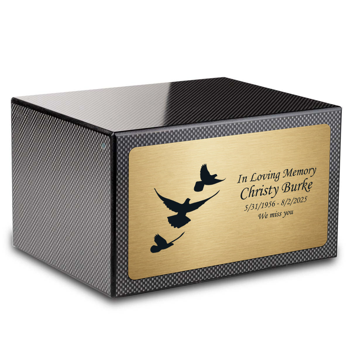 Custom Engraved Heritage Carbon Fiber Adult Cremation Urn Memorial Box for Ashes