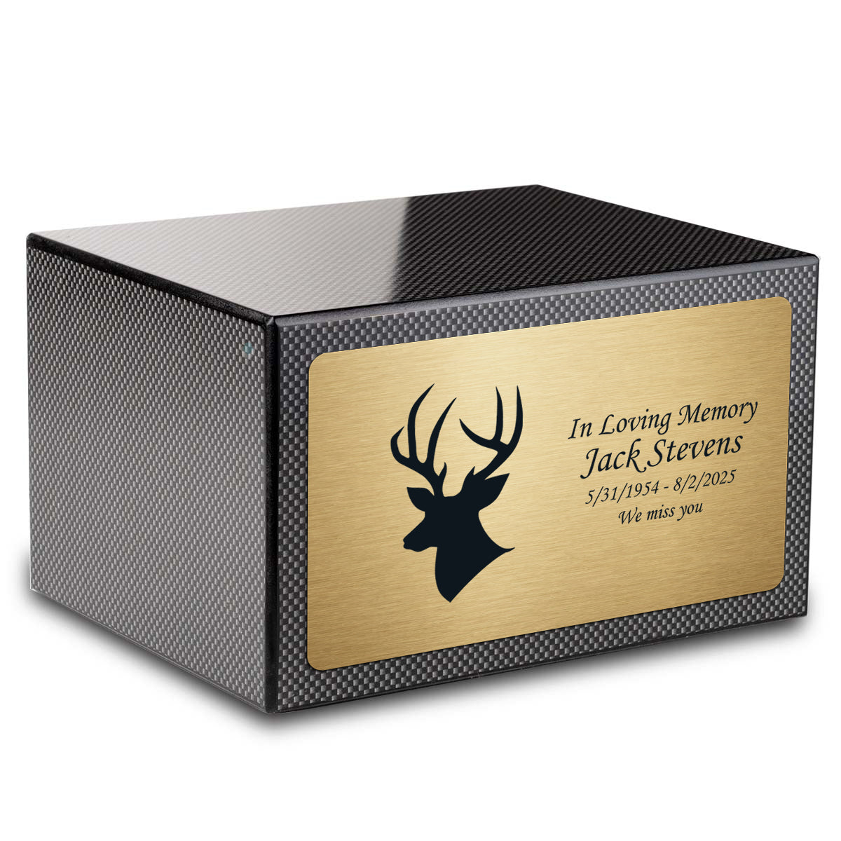Custom Engraved Heritage Carbon Fiber Adult Cremation Urn Memorial Box for Ashes