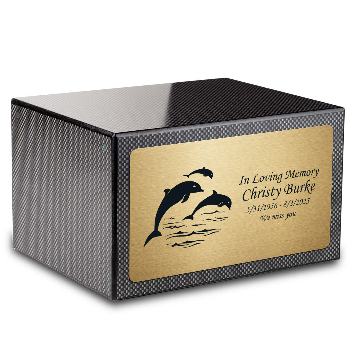 Custom Engraved Heritage Carbon Fiber Adult Cremation Urn Memorial Box for Ashes