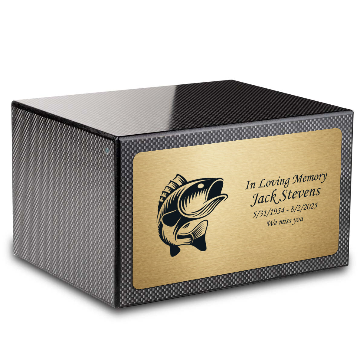 Custom Engraved Heritage Carbon Fiber Adult Cremation Urn Memorial Box for Ashes