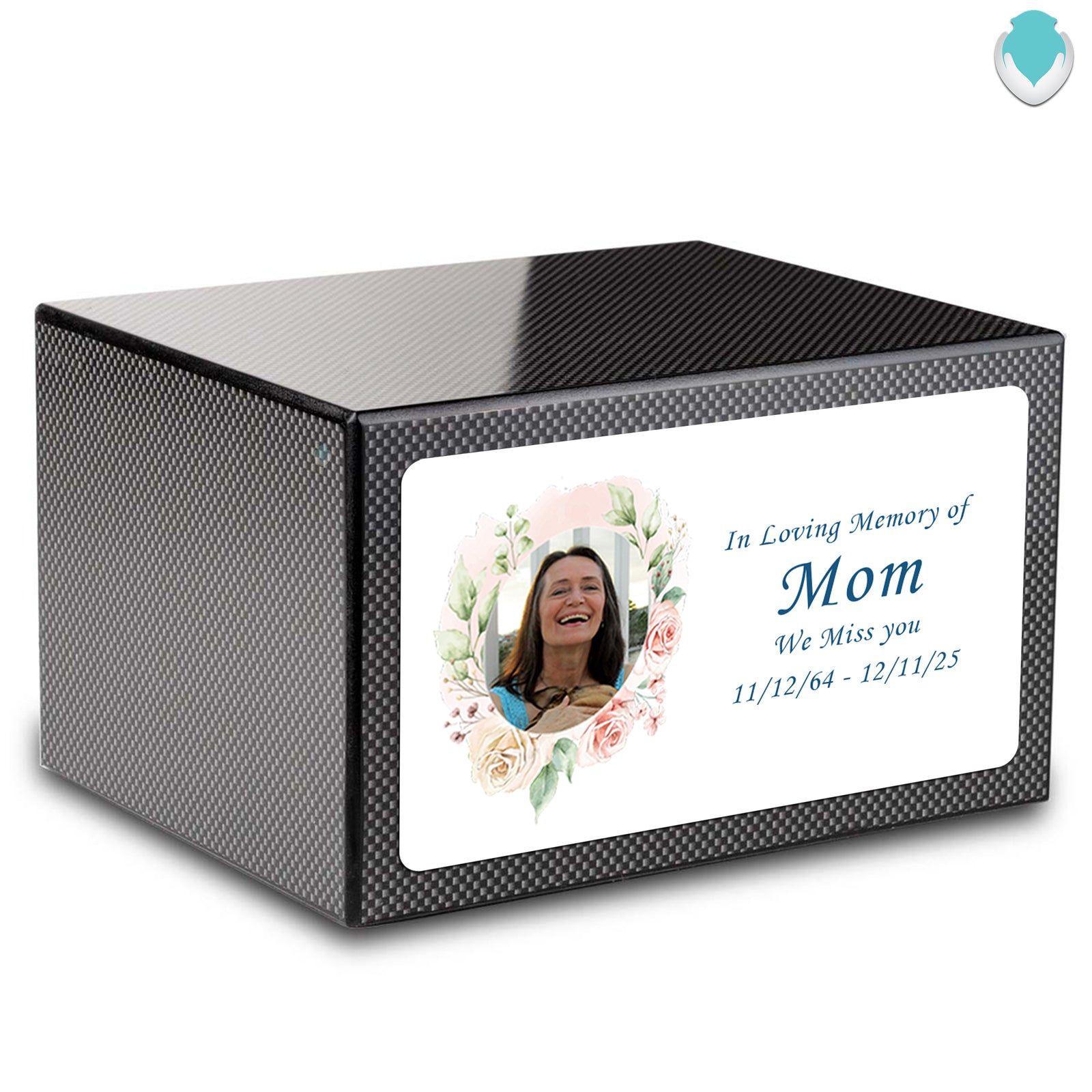 Custom Printed Heritage Carbon Fiber Photo Frame Wood Box Cremation Urn