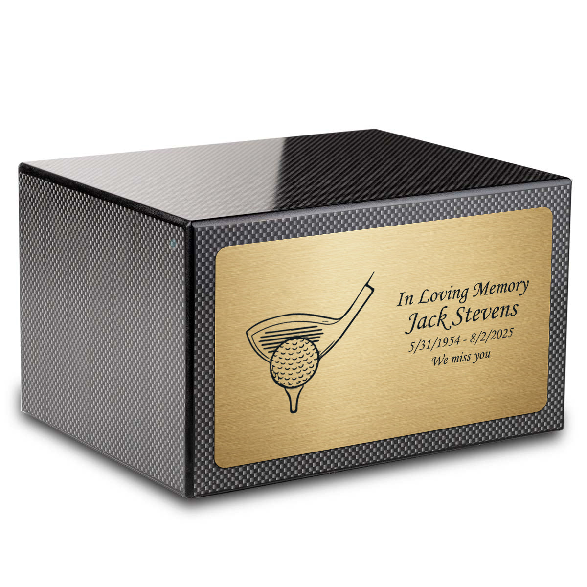 Custom Engraved Heritage Carbon Fiber Adult Cremation Urn Memorial Box for Ashes