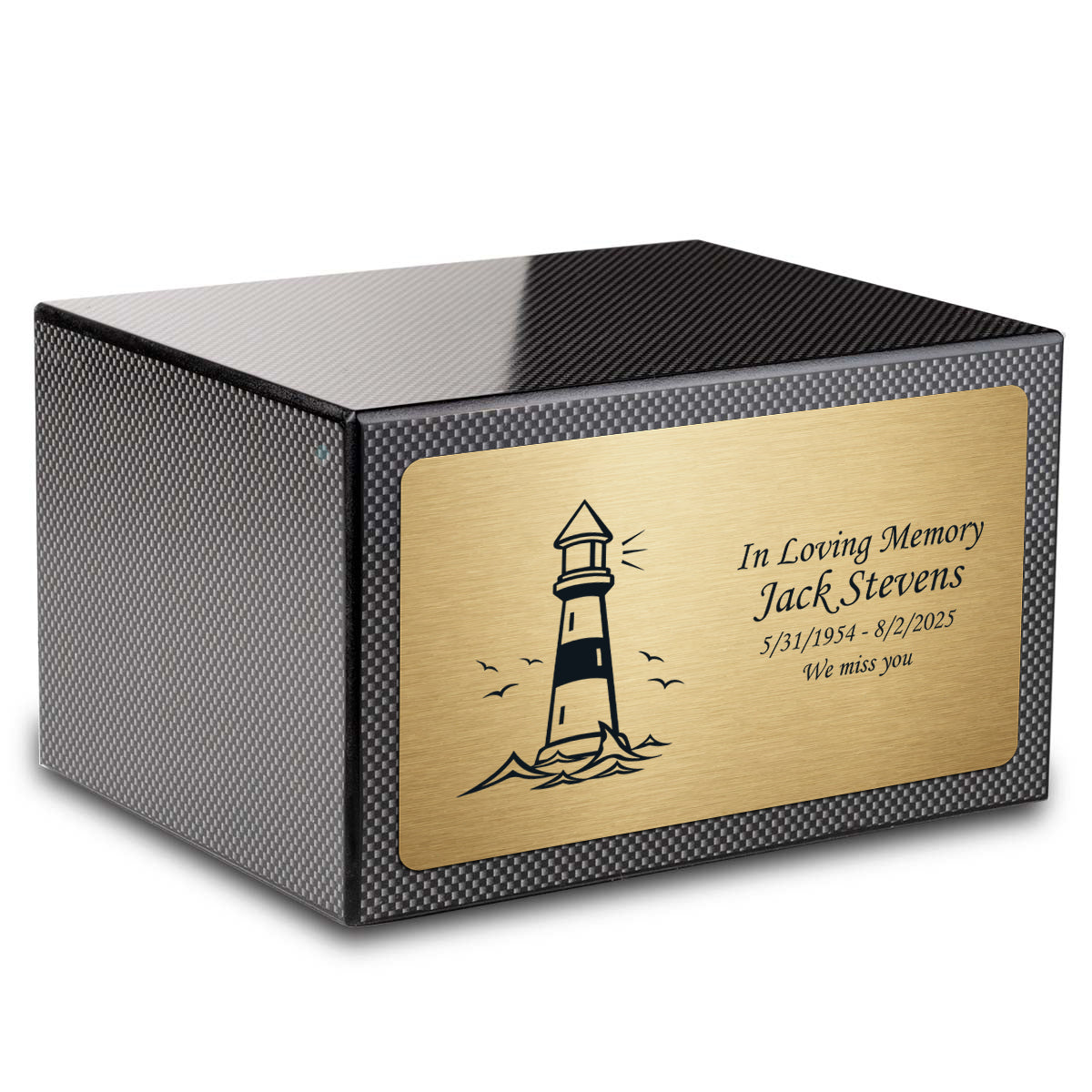 Custom Engraved Heritage Carbon Fiber Adult Cremation Urn Memorial Box for Ashes