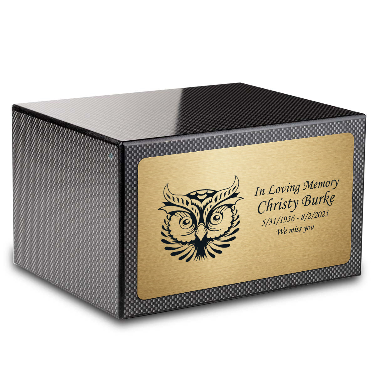 Custom Engraved Heritage Carbon Fiber Adult Cremation Urn Memorial Box for Ashes