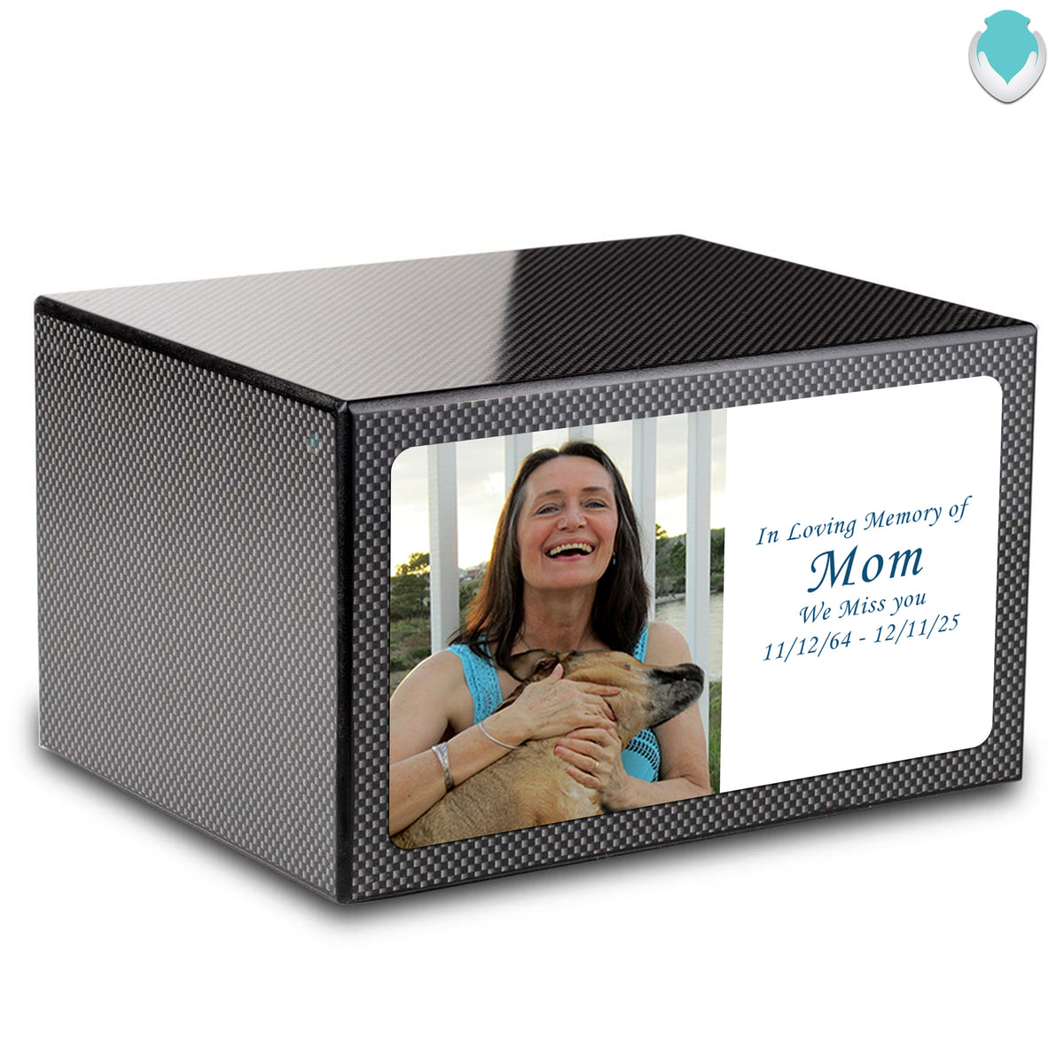 Custom Printed Heritage Carbon Fiber Photo Wood Box Cremation Urn