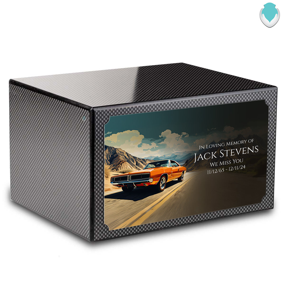 Custom Printed Heritage Carbon Fiber Classic Car Wood Box Cremation Urn