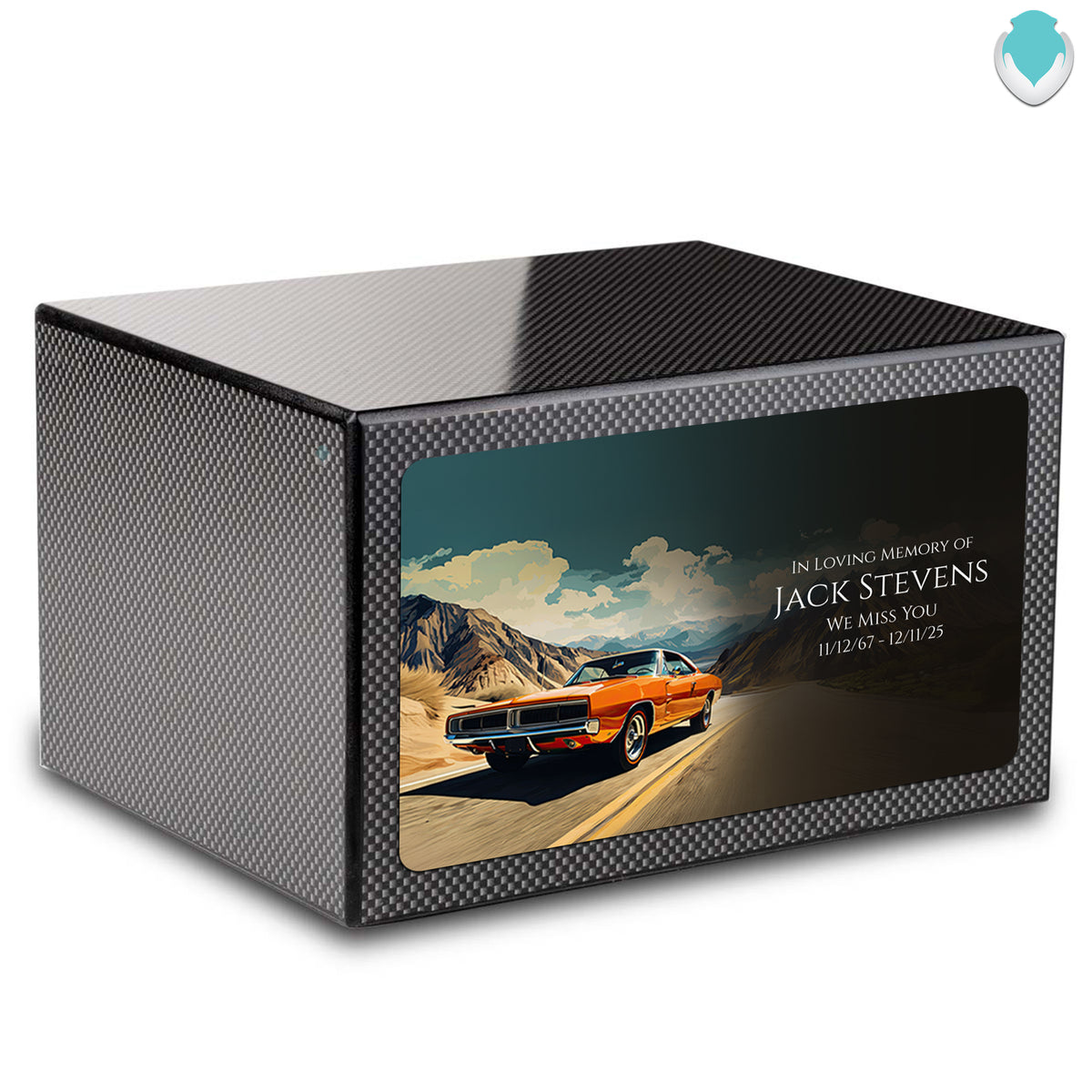 Custom Printed Heritage Carbon Fiber Classic Car Wood Box Cremation Urn