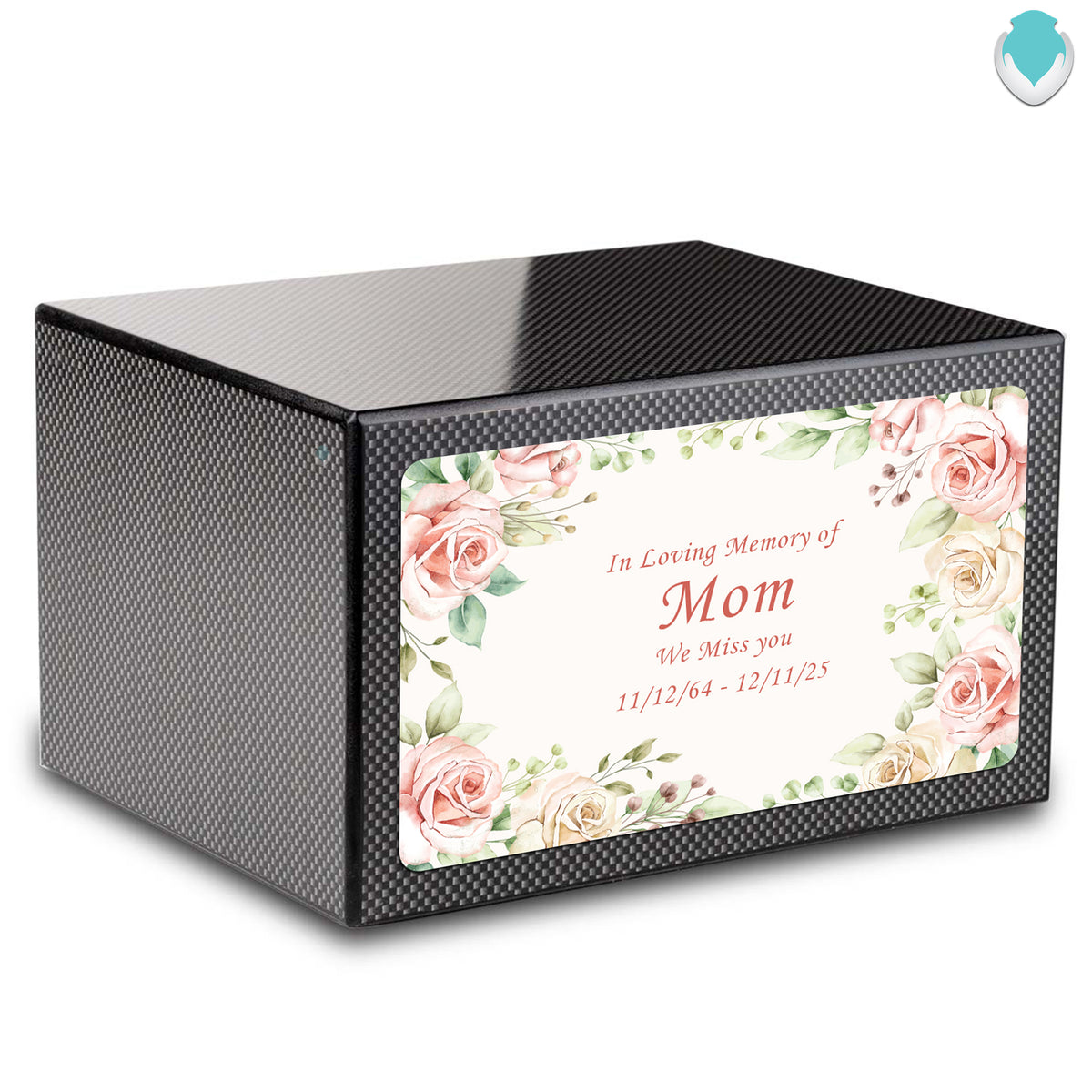 Custom Printed Heritage Carbon Fiber Flower Frame Wood Box Cremation Urn